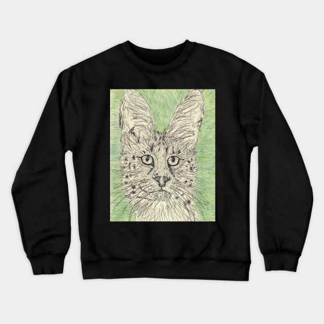 Serval cat Crewneck Sweatshirt by SamsArtworks